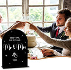 Black Wedding Sign, The Year We Became Mr and Mrs Signs, Wedding Engagement Bridal Shower Decor for Reception Ceremony Party, Weddings Love Acrylic Sign