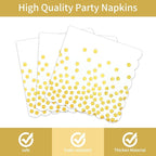 Gold Plates and Napkins Party Supplies 35 7inch disposable dessert plates for party, Gold Birthday New Years Party Decorations