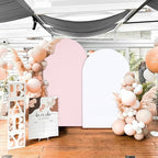 SoarDream Arch Backdrop Cover Pink Spandex Fitted 5FT Pink Wedding Arch Covers Balloon Round Top Chiara Arch Backdrop Fabric for Bridal Shower Wedding Birthday Party Stage Decoations