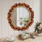8Pcs 63Ft Burgundy Rose Garland, Fake Rose Hanging Flowers, Artificial Flower Vine, Hanging Floral Vine Garland for Wedding, Birthday Party, Wall Arch, Halloween, Christmas Garden Backdrop Decor