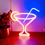 Led Cocktails Neon Sign,Wine Glass Neon Light Battery and USB Dual Powered Bar Neon Night Light Signs for Wall Decor,Cocktails Night Lamp for Bar, Club, Cocktail Bar, Restaurant, Shop