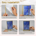 6 Pack Acrylic Sign Holder 5x7" Photo Frames, Double-sided Clear Menu Holder Gold Picture Frames for Wedding Table Numbers, Table Top Display Sign Stand Plastic Flyer Holder Vertical Paper Holder