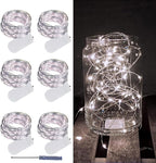 LAMPHOME 6 Pack Fairy Lights Battery Operated String Lights 6.6ft 20 Led Mason Jar Lights Waterproof Silver Wire Light Fireflies DIY Party Wedding Christmas Decoration(6 Pack,White)