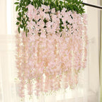 24 Pack Light Pink Wisteria Hanging Flowers Garland, 3.77 Feet Artificial Flower Vines, Fake Wisteria, Artificial Vines Hanging Garland for Backdrop Outdoor Yard Garden Decor