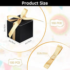 EUSOAR Favor Boxes, 120pcs 2x2x2 Inches Black Small Gift Boxes Macaron Box with Gold Ribbons, Mini Cube Soap Box Candy Storage Chocolate Truffles Container for Wedding Birthday Party DIY Favors