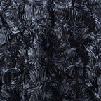 Efavormart 120" Wholesale Round Table Cover Black Grandiose Rosette 3D Satin Tablecloth for Wedding Party Event Decoration