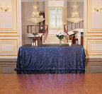 SquarePie Sequin Tablecloth Rectangular 60 x 102 Inch Navy Blue Sparkly Table Linen for Wedding Party