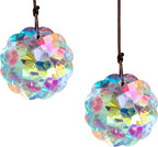 HDCRYSTALGIFTS Set 2 AB Color Crystal Suncatcher Datura Shaped Pendant Rainbow Feng Shui Hanging Prism (45mm)