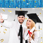 4 Pack 10 Feet Lake Blue Foil Fringe Garland Metallic Tinsel Streamers Banner Wall Hanging Curtain Backdrop for Parade Floats, Wedding, Graduate, Mother's Day, Birthday Party Decoration