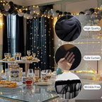 Ledido 10×8ft Tulle Backdrop Curtains with Lights String - 300LED Fairy Lights Sheer Curtain Backdrop for Weddings Baby Shower and Birthday Party Decorations(2 Panels 5×8ft)