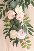 Floroom 6ft Artificial Eucalyptus Garland with Flowers Fake Greenery Faux Floral Vine Garland for Table Decor Wedding Centerpieces Bridal Shower Party Decorations, Blush & Cream