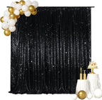 SquarePie Sequin Backdrop Curtain Less Transparent Sparkly Photo Booth Photography Background for Wedding Halloween Patry 10FT x 10FT Black