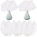 Crowye 100 Pcs Ostrich Feathers Bulk for Centerpieces Craft Ostrich Feathers for Vase Wedding Masquerade Party Home Costume Decorations (6-8 Inch,White)