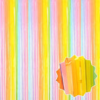 6 Pack Rainbow A Foil Fringe Curtains Backdrop, 3.28 x 8.2 Ft Metallic Streamers Tinsel Curtains Background for Photo Booth, Birthday, Weddings, Carnivals, Graduation, Themed Party Decorations