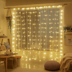 2 Pack Fairy Curtain Lights, 300 LED Upgraded Tangle-Free Hanging Lights with Remote, USB Plug in String Lights for Wall Window Wedding Party Xmas Home Décor - 9.8 x 9.8 Ft, Warm White