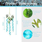 5 Pack Lake Blue Wisteria Hanging Flowers, 3.4 Ft Fake Hanging Flowers, Artificial Wisteria Garland Vines for Wedding Room Backdrop Outdoor Patio Garden Decoration