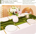 Velvet Table Runner 20 x 120 Inches 10ft Luxurious Thick Soft Velvet Christmas Thanksgiving Wedding Reception Table Runner for Party Reception Decorations(Olive Green, 1 Pack)