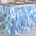 Luxury Organza Mesh Table Skirt Draping Floating Romance - Perfect for Bridal Showers, Birthday Weddings - Clear Flowing Decoration for a Wonderful Main Cake Table (Sky Blue-6ft, 72" L×30" H)