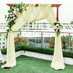 Wedding Arch Draping Fabric Beige Arch Drapes Sheer Backdrop Curtain for Ceremony Photo Wedding Decor 19Ft Length x 28" Width 4 Panel