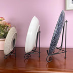 6PCS 3 Size Black Iron Plate Stands for Display - 4, 6, 8 Inch Decorative Metal Plate Holders - Mini Easel, Frame, Book, Card, Plaque, Bowl, Picture Display Stands