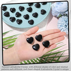 Gerrii 50 Pcs Heart Healing Stone Bulk Quartz Heart Inspirational Stones Gift for Women Love Pocket Polished Natural Energy Balancing Meditation 0.8 Inch(Black)