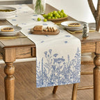 Artoid Mode Blue Antique Herbs and Wild Flowers Spring Table Runner, Seasonal Summer Kitchen Dining Table Decor for Home Party Decor 13x72 Inch