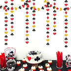 Red-Black Gold Casino Party-Decorations Streamers-Garland - 52ft Poker Theme Hanging Paper Banner,Adults Game Night Birthday Wedding Bachelorette Decor Hugfond