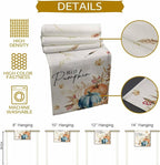 Fall Thanksgiving Cotton Linen Table Runner for Dining Kitchen, Orange Pumpkins Outdoor Party Autumn Tablerunners Decoration Rustic Wheat Leaves Dresser Scarf Coffee Tablecloth Runners 13x120 Inches