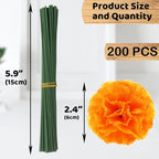 Hananona 200 Pcs Marigold Flower Heads Bulk, Silk Marigold Heads with Stems Artificial Marigold Flowers for Diwali Home Decor DIY Marigolds Garland Craft Day of Dead Decorations (200, Orange)