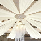 6 Panels Ivory Ceiling Drapes for Wedding 5ftx10ft Chiffon Fabric Arch Draping Curtains Sheer Drapery for Party Ceremony Birthday Baby Shower Reception Stage Swag Ceiling Decorations