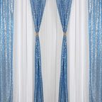 Baby Blue Christmas Backdrop Curtains 4 Pieces 2FTx8FT Sequin Photography Background Curtain for Party Decoration