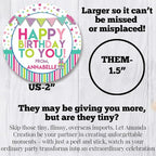 Custom & Personalized Happy Birthday to You Gift Tag Sticker Labels in Pastel Colors for Girls, 40 2" Party Circle Stickers by AmandaCreation, Also Great for Envelope Seals & Gift Bags