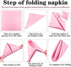 ANECO 12 Pieces Satin Napkins Soft Dinner Napkins Square Table Napkins 17 x 17 Inches for Restaurant Weddings Party Dinner Decoration (Pink)