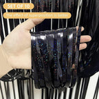 10 Pack Black Backdrop Curtain 3.2ft x 8.2ft Metallic Tinsel Foil Fringe Curtains Photo Booth Background for Birthday Party Decoration Baby Shower Engagement Wedding Christmas Decoration (Black)