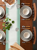 Eucalyptus Cotton Linen Table Runner for Dining Kitchen, Wedding Outdoor Party Tablerunners Decoration, Green Leaves Botanical Plants Watercolor Dresser Scarf Coffee Tablecloth Runners 13x120 Inches