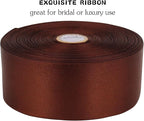 Brown Solid Satin Ribbon 1-1/2 Inch 50 Yards Solid Polyester Fabric Ribbon for Gift Wrapping Wedding Christmas Baby Shower Birthday Party Decoration Handmade Immortal Flower Craft