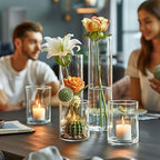 60pcs Glass Vase Cylinder Vases for Centerpieces Small Flower Glass Clear Vases Home Decor Centerpiece Table Flower Vase Decorations for Wedding Decoration＆Holiday Mixed Sizes Tall