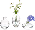Glasseam Clear Glass Bud Vase, 3Pcs/Set Modern Decorative Small Mini Flowers Vases Short Minimalist Aesthetic Home Decor Vintage Cute Handmade Tiny Wedding Table Centerpieces for Single Flower Rose