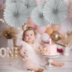 20 Pcs Silver Gray Hanging Paper Fan, Round Paper Fans Decorations Set for Weddings, Birthdays, Engagement, Bridal Shower, Baby Shower Event, Graduation, Party Supplies Decor