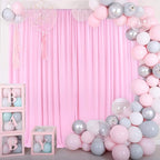 AK TRADING CO. 10 feet x 8 feet IFR Polyester Backdrop Drapes Curtains Panels with Rod Pockets - Wedding Ceremony Party Home Window Decorations - Pink