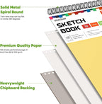 College Graduation Gifts, Halloween Christmas Gifts, Nursing Student Essentials, Teacher Appreciation Gifts, Soucolor 9" x 12" Yellow Sketch Book, 1-Pack 100 Sheets Spiral Bound Drawing Paper