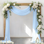 Socomi Wedding Arch Draping Fabric 1 Panel 29" x 19Ft Baby Blue Sheer Chiffon Curtain Drapes 6 Yards for Wedding Ceremony Birthday Party Decoration