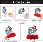 8Pcs Tropical Hawaiian Birthday Party Supplies, Tropical Luau Summer Honeycomb Centerpieces Cartoon Movie Theme 3D Table Decorations