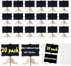 20 Pack Mini Chalkboard Signs Small Reusable Message Boards with Stand for Food Labels Party Buffet, Bakery, Weddings Place Cards Name Tags Table Numbers, with Markers and Blackboard Stickers