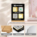Personalized Custom Metal QR Code Sign Venmo Cashapp Scan to Pay with Stand Instagram Facebook Social Media QR Signs Bar Code QR Plaque Print for Business Salon Beauty Store Restaurant Wifi Sign (S2)