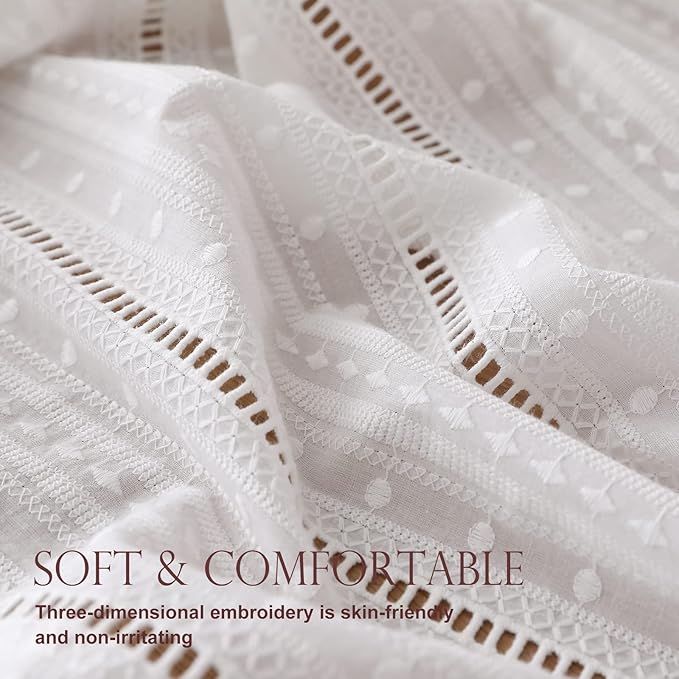 patdrea Designer Vintage Cotton White Lace Tablecloth for Rectangle Tables,French Country Cottage Embroidered Table Cloth Art Decor for Kitchen Wedding Patries Banquet Christmas,59"*75"