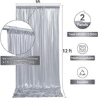10x12ft Silver Sequin Backdrop Curtain Panels for Parties, Wrinkle Free Glitter Photo Backdrop Drapes 2 Panels 5x12FT Shimmer Back Drop Cloth for Wedding Birthday Christmas Photography Background