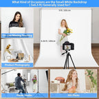 HEMMOTOP Photo Backdrop Curtains, 5x6.56 ft White Backdrop for Photoshoot, White Photography Seamless Backdrops Background for Easter, Birthday Party, Halloween, Photo, Projector Screen (150x200 cm)