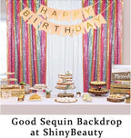 ShinyBeauty 4x10ft Rainbow Sequin Photo Backdrop - Glitter Wall Decor for Wedding, Birthday, Baby Shower - Reusable & Lightweight