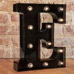 Decorative LED Illuminated Letter Marquee Sign - Alphabet Marquee Letters with Lights For Wedding Birthday Party Christmas Night Light Lamp Home Bar Decoration E, Black